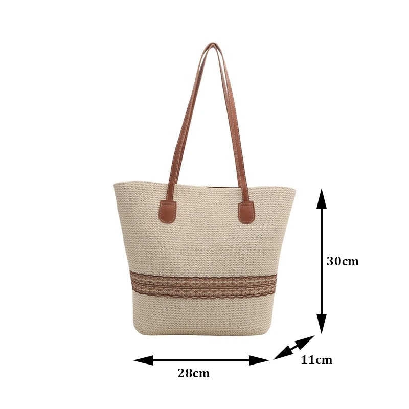 DRESS like US™ Bella Straw Beach Tote – Large Woven Shoulder Bag