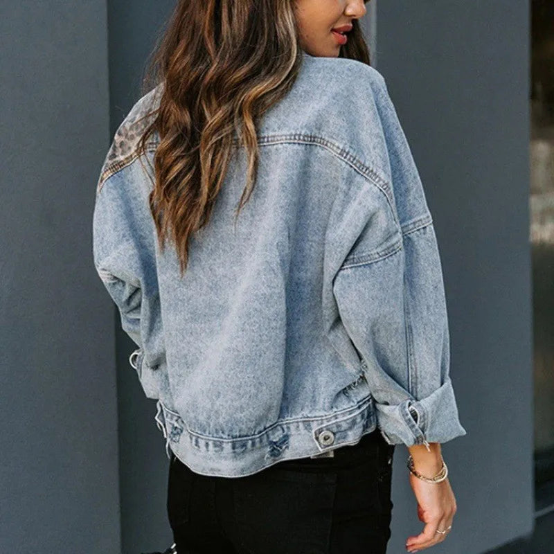 DRESS like US™ Leopard Stitch Denim Jacket