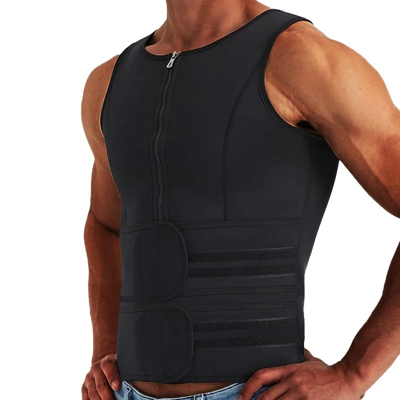 DRESS like US™ CoreBurn Sauna Vest – Men’s Double Belt Waist Trainer Shapewear