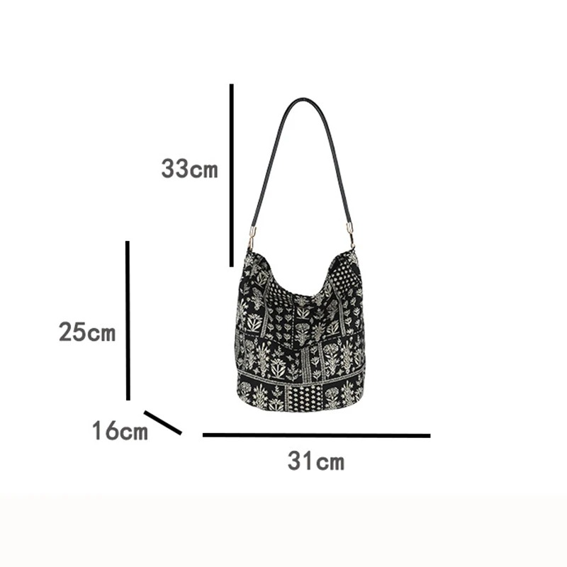 DRESS like US™ Sienna Cotton Bucket Bag – Floral Boho Shoulder Tote