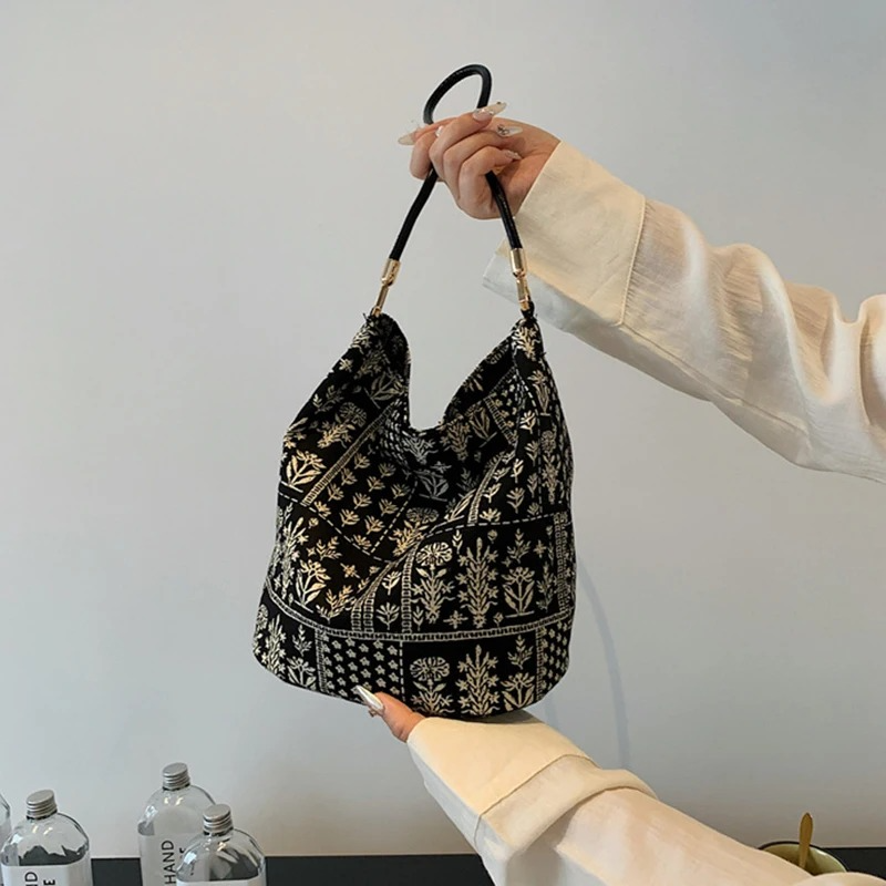 DRESS like US™ Sienna Cotton Bucket Bag – Floral Boho Shoulder Tote