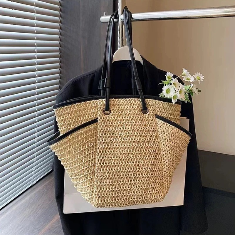 DRESS like US™ Solora Braided Straw Tote – Large Capacity Zipper Shoulder Bag