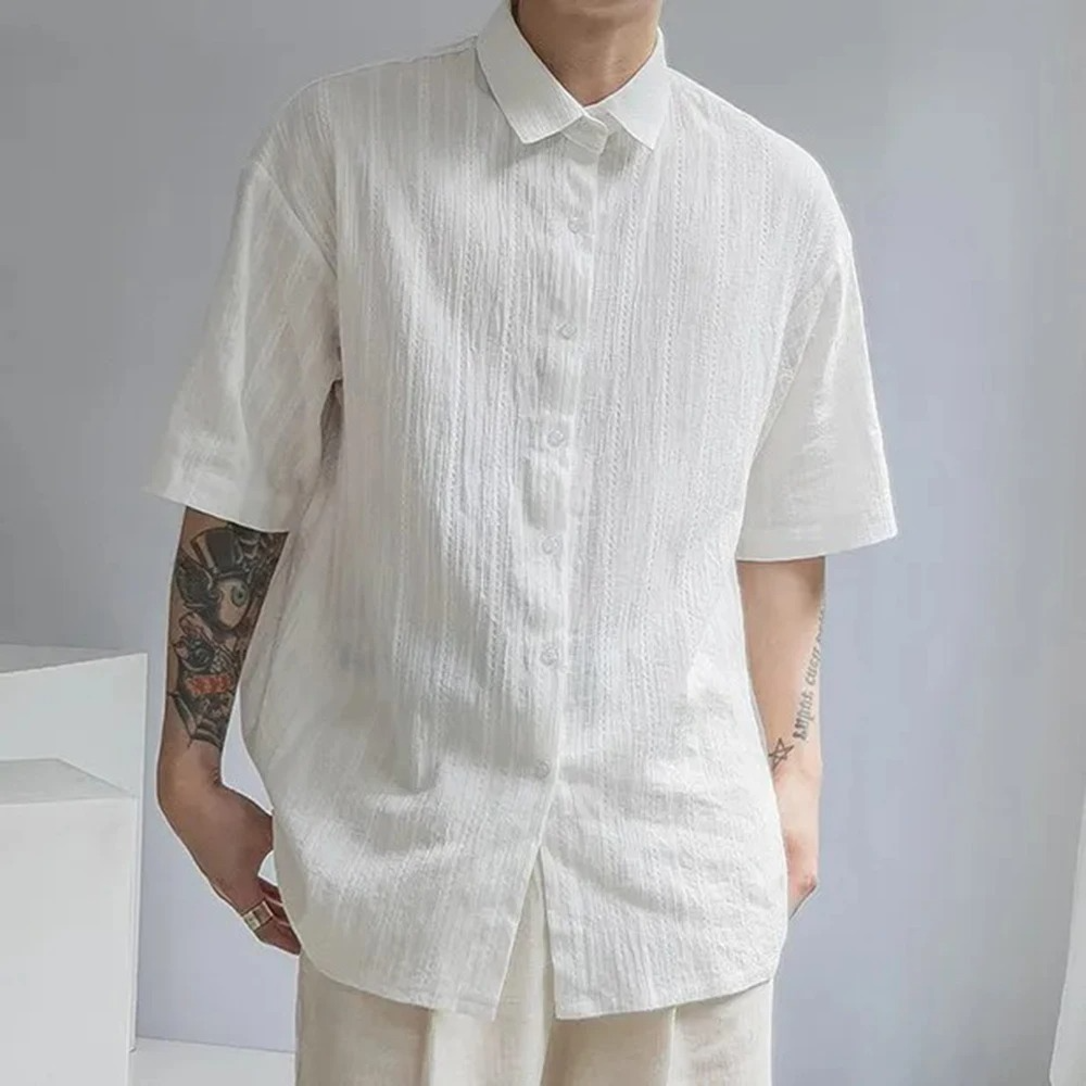 DRESS like US™ SeoulEase Jacquard Shirt – Korean-Inspired Summer Casual Top for Men
