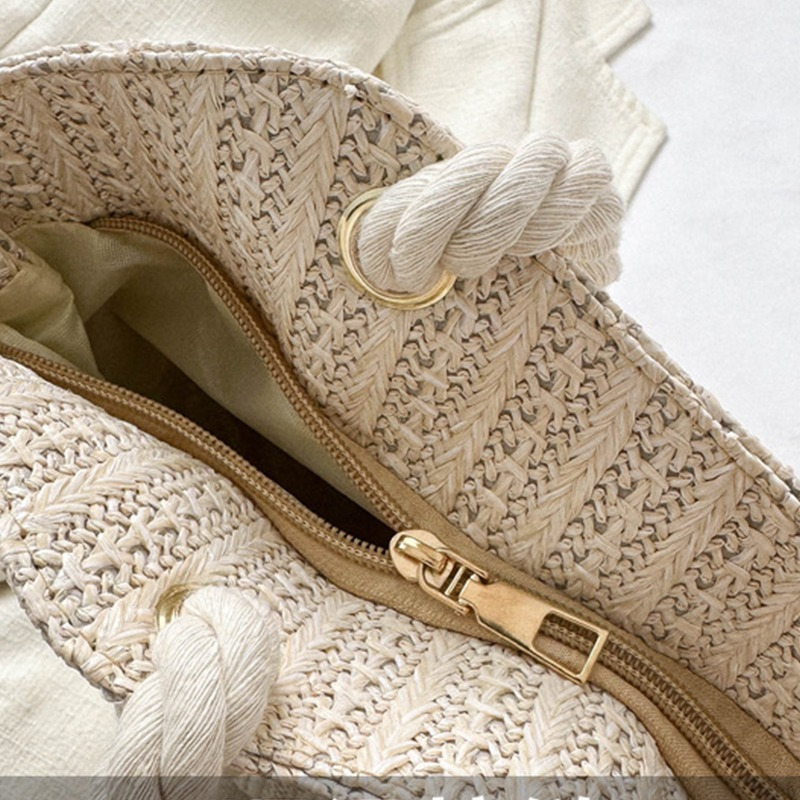 DRESS like US™ Aria Crochet Tote – Artistic Straw Shoulder Bag