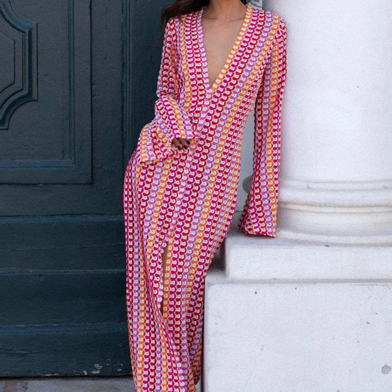 DRESS like US™ Crochet Flare Sleeve Maxi Dress