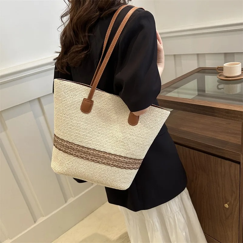 DRESS like US™ Bella Straw Beach Tote – Large Woven Shoulder Bag