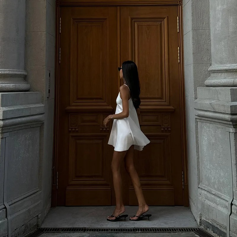 DRESS like US™ SilkMuse Lace Satin Dress with White Spaghetti Strap