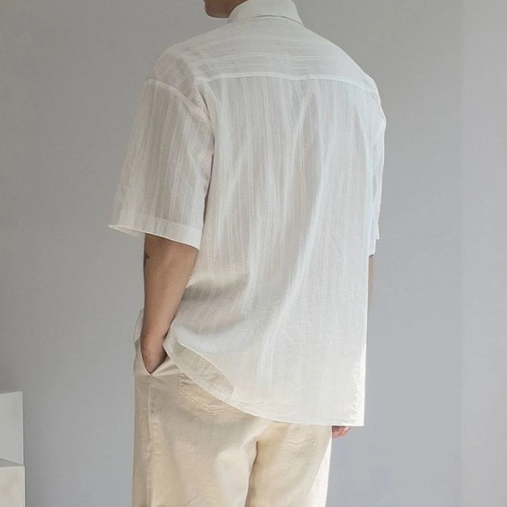 DRESS like US™ SeoulEase Jacquard Shirt – Korean-Inspired Summer Casual Top for Men