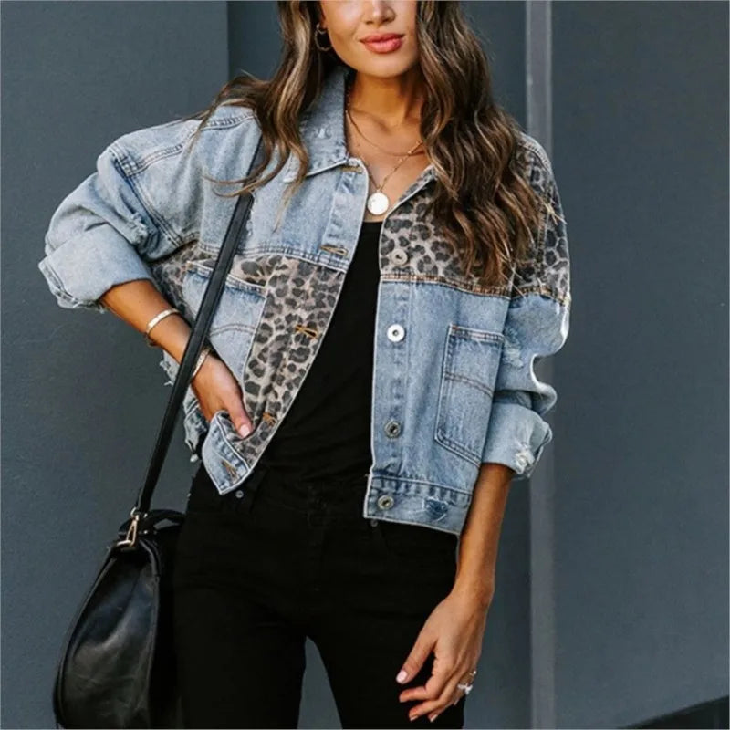 DRESS like US™ Leopard Stitch Denim Jacket