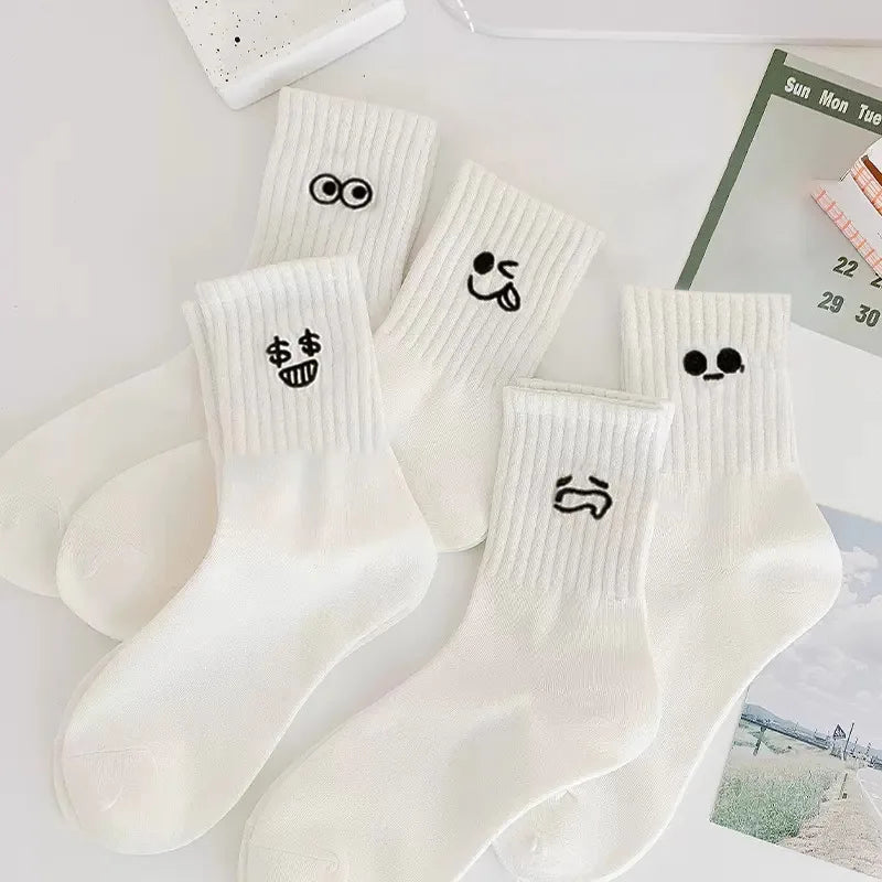 DRESS like US™ Kawaii Crew Sock Set – 5-Pair Cute Cartoon Cotton Socks for Women & Girls