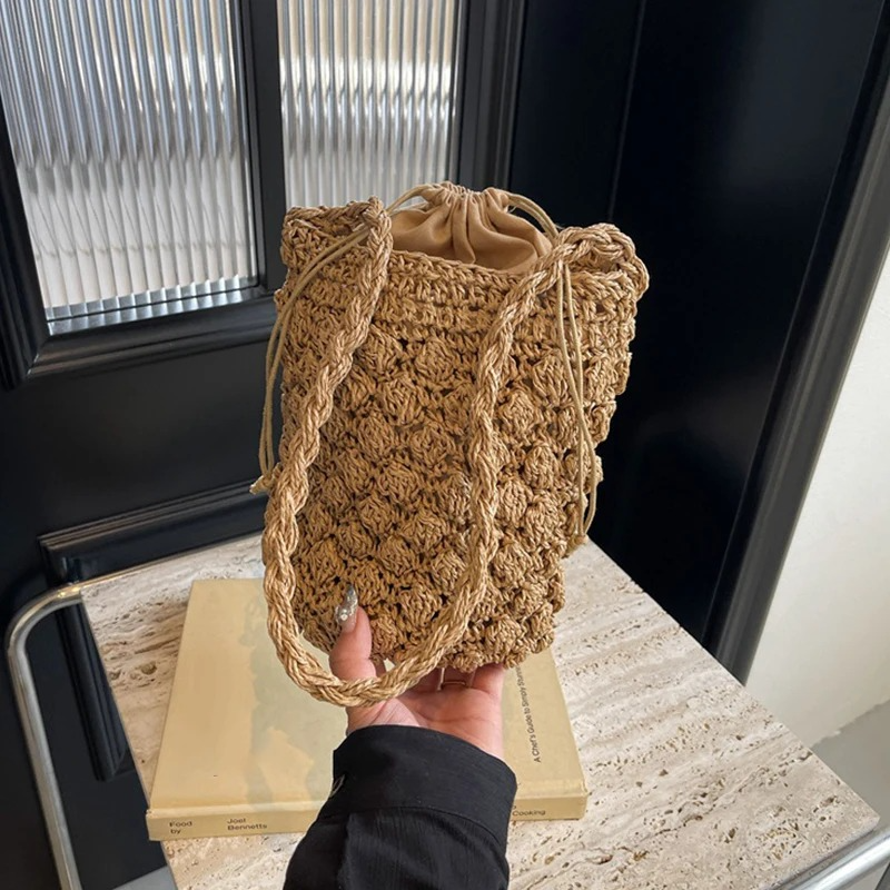 DRESS like US™ Luma Mini Crossbody – Woven Straw Crochet Phone Bag