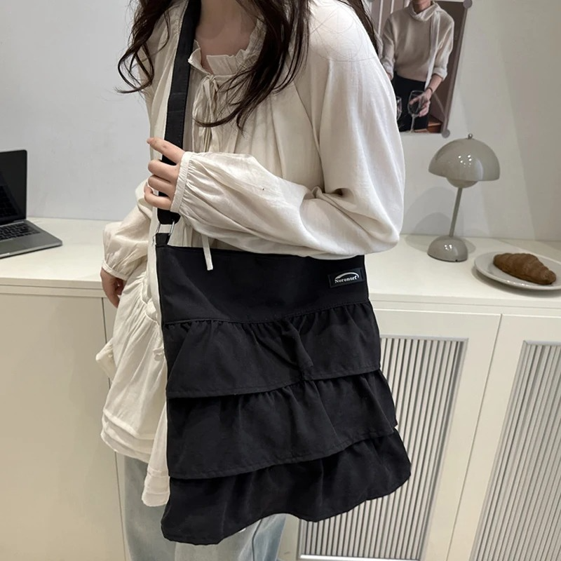 DRESS like US™ Amelie Ruffle Canvas Tote –  Large-Capacity Shoulder Bag