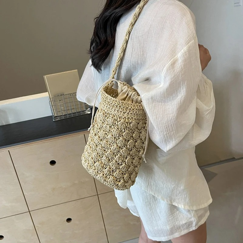 DRESS like US™ Luma Mini Crossbody – Woven Straw Crochet Phone Bag