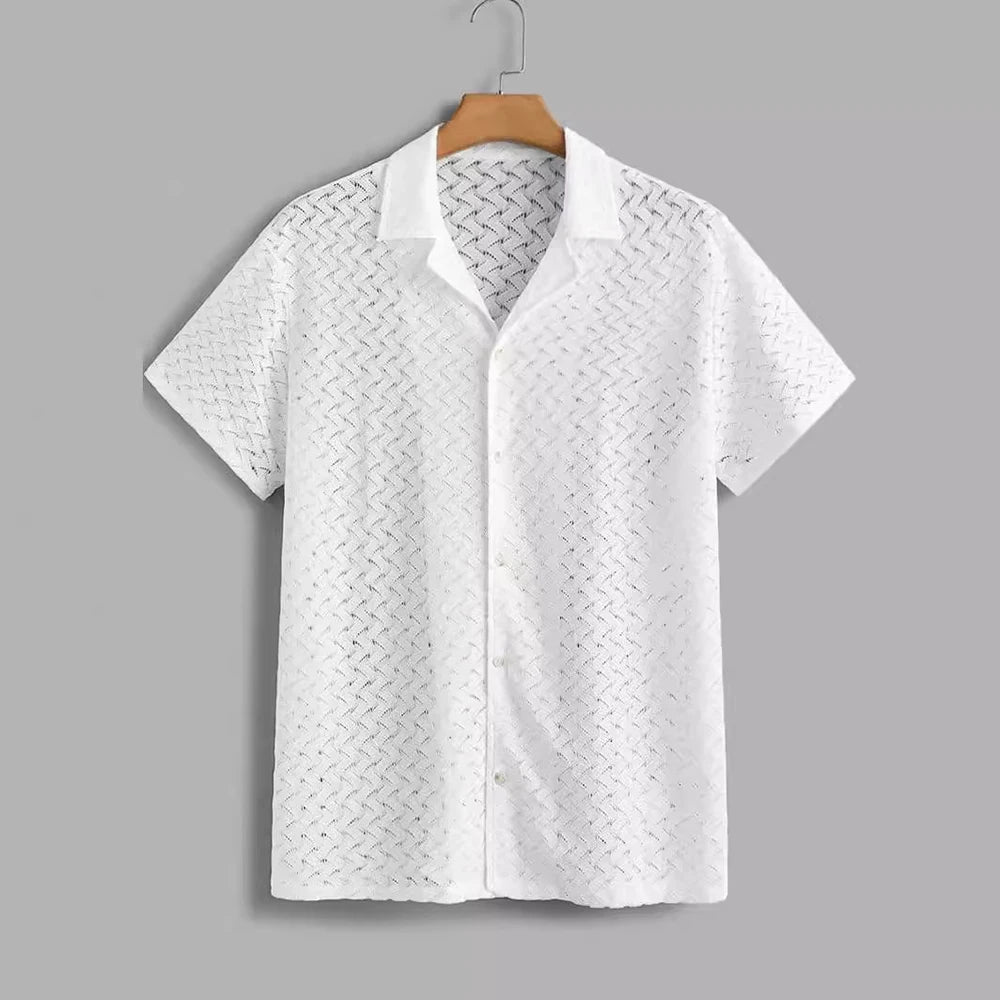 DRESS like US™ AeroMesh Jacquard Shirt – Semi-Sheer Knit Summer Top for Men