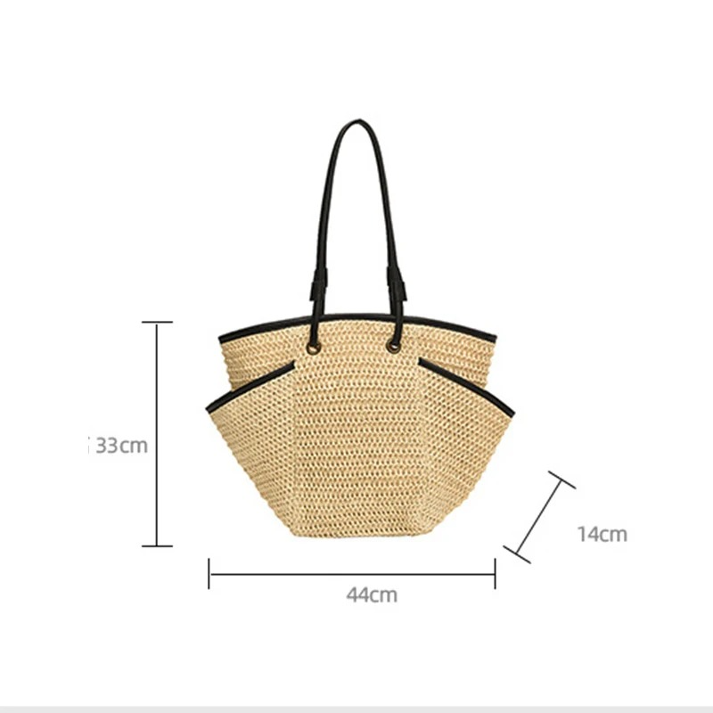 DRESS like US™ Solora Braided Straw Tote – Large Capacity Zipper Shoulder Bag