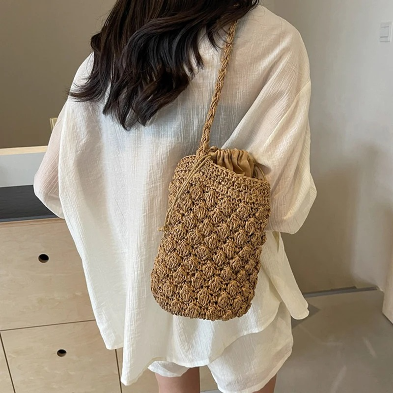 DRESS like US™ Luma Mini Crossbody – Woven Straw Crochet Phone Bag