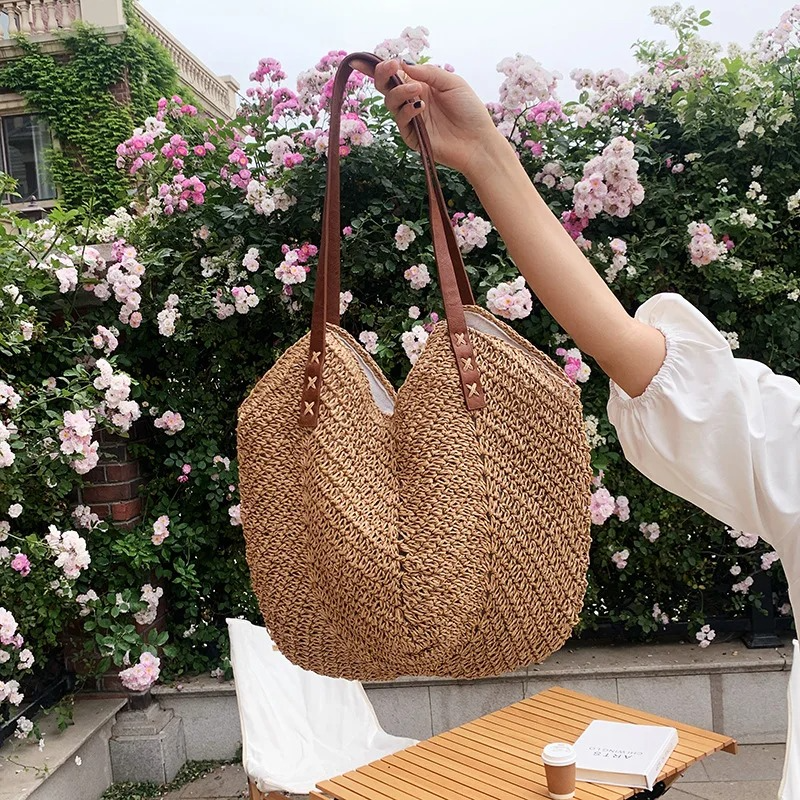 DRESS like US™ Solana Straw Tote – Handmade Large Rattan Shoulder Bag