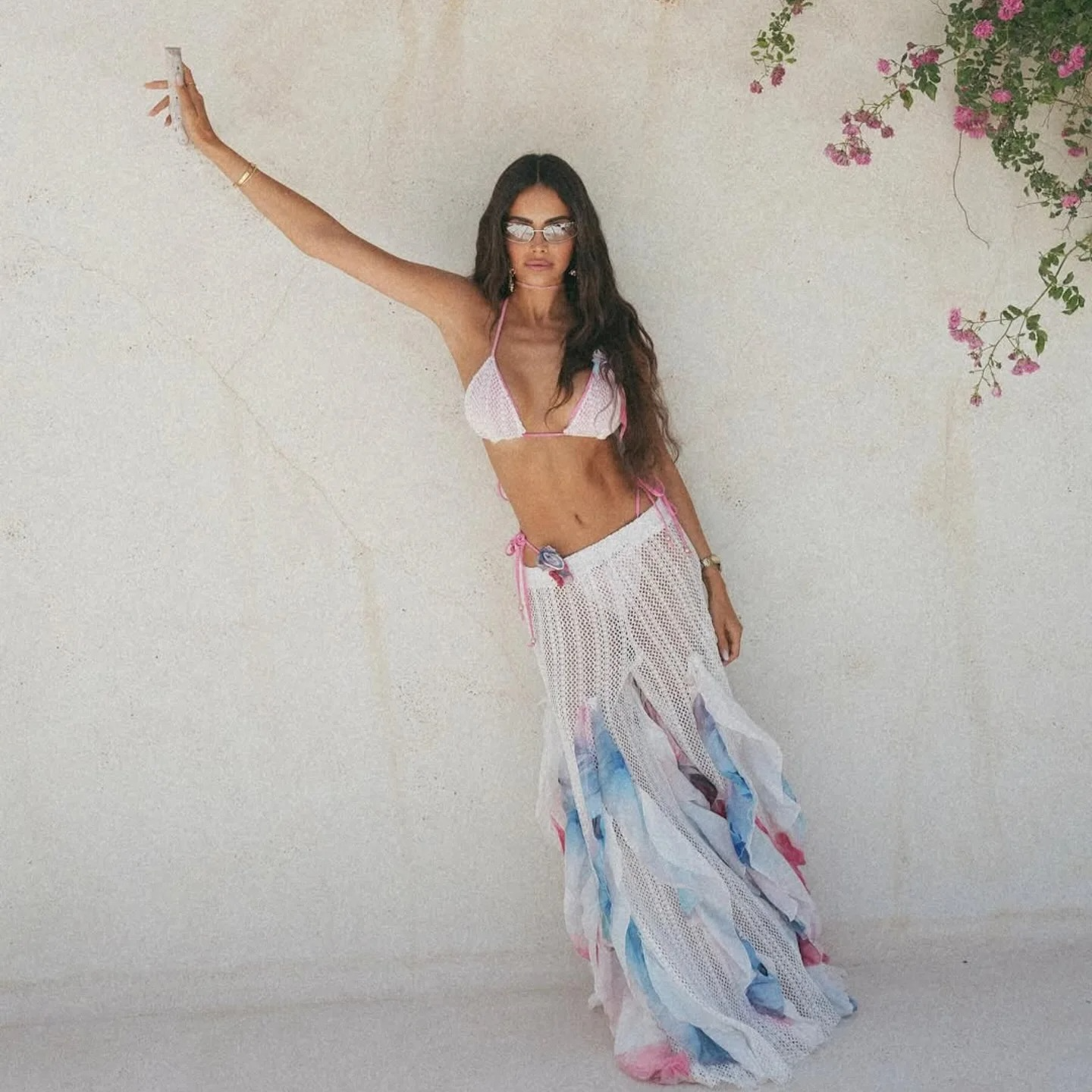 DRESS like US™ WhiteLuxe  3-Piece Knit Bikini & Ruffle Pants Set