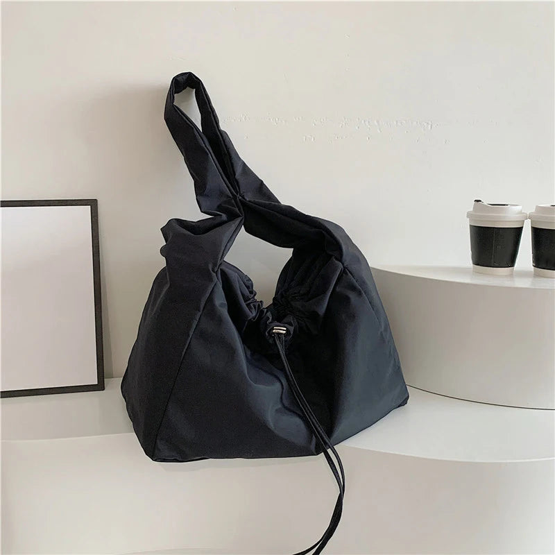 DRESS like US™ Noire Nylon Bucket Tote – Lightweight Urban Shoulder Bag