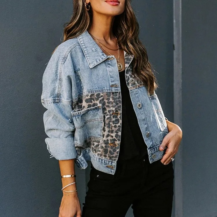 DRESS like US™ Leopard Stitch Denim Jacket