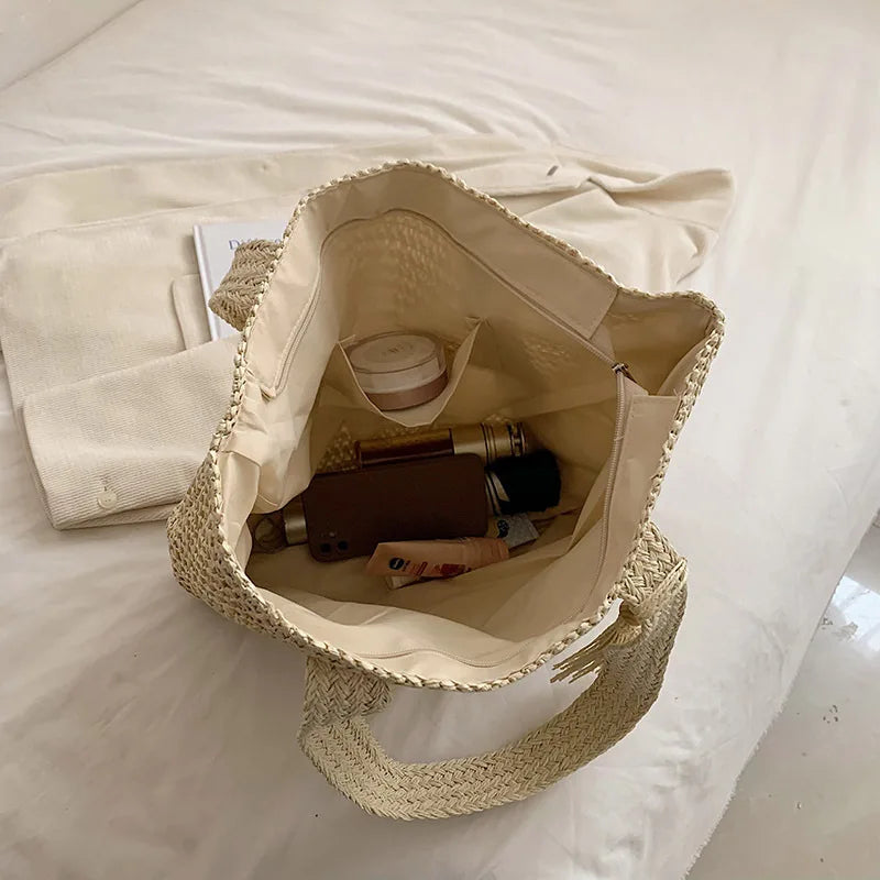 DRESS like US™ Marbella Straw Tote – Luxury Boho Shoulder Bag