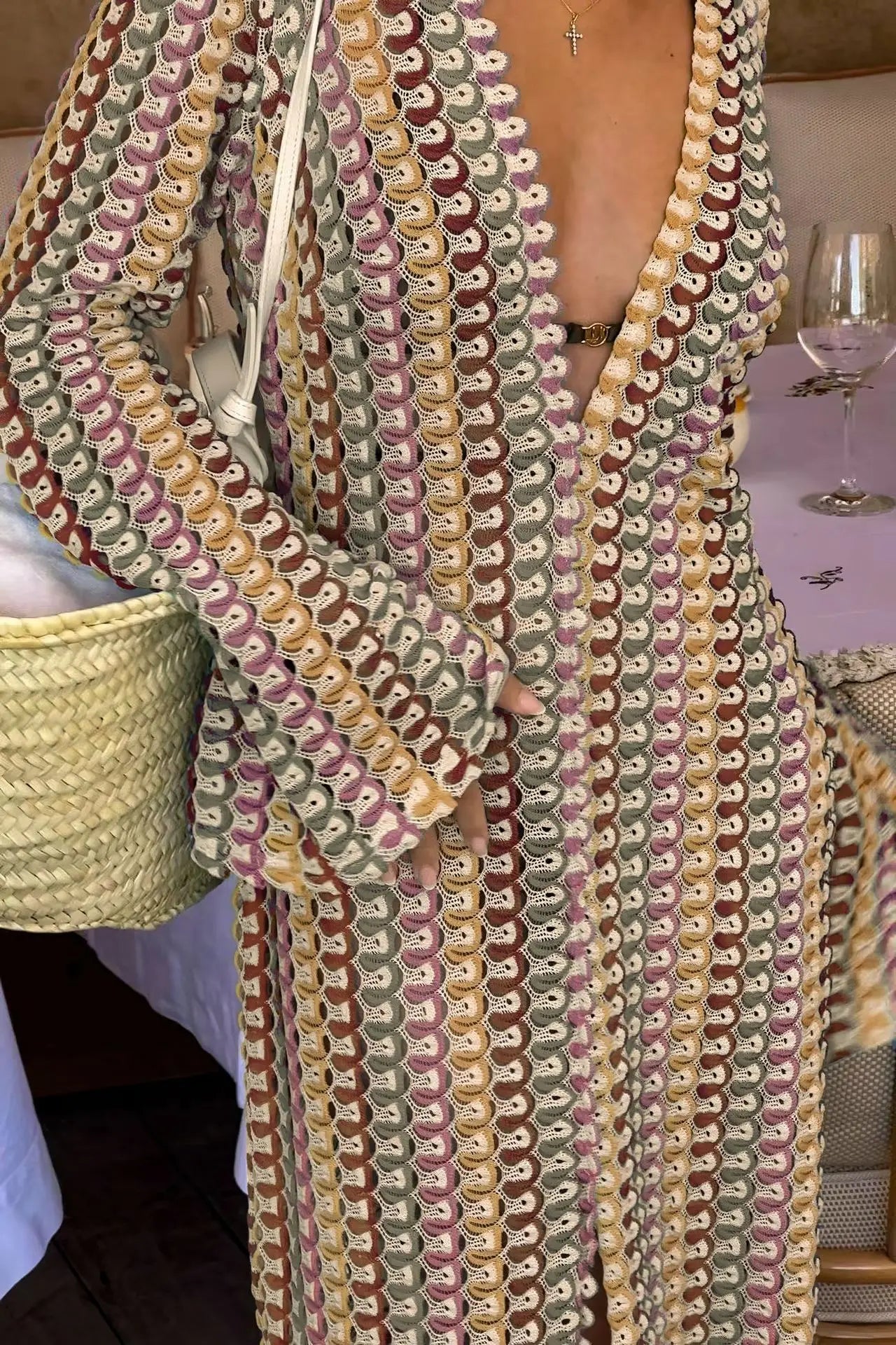 DRESS like US™ Crochet Flare Sleeve Maxi Dress