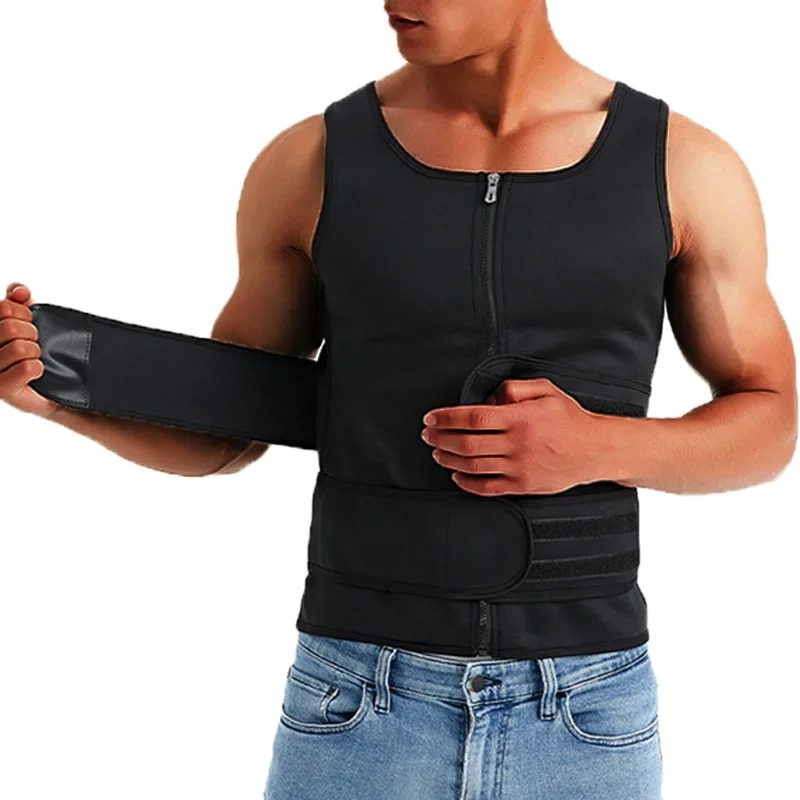 DRESS like US™ CoreBurn Sauna Vest – Men’s Double Belt Waist Trainer Shapewear