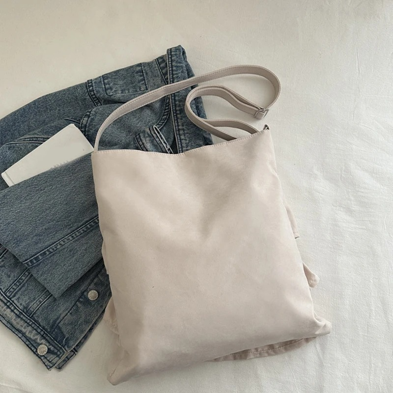 DRESS like US™ Amelie Ruffle Canvas Tote –  Large-Capacity Shoulder Bag