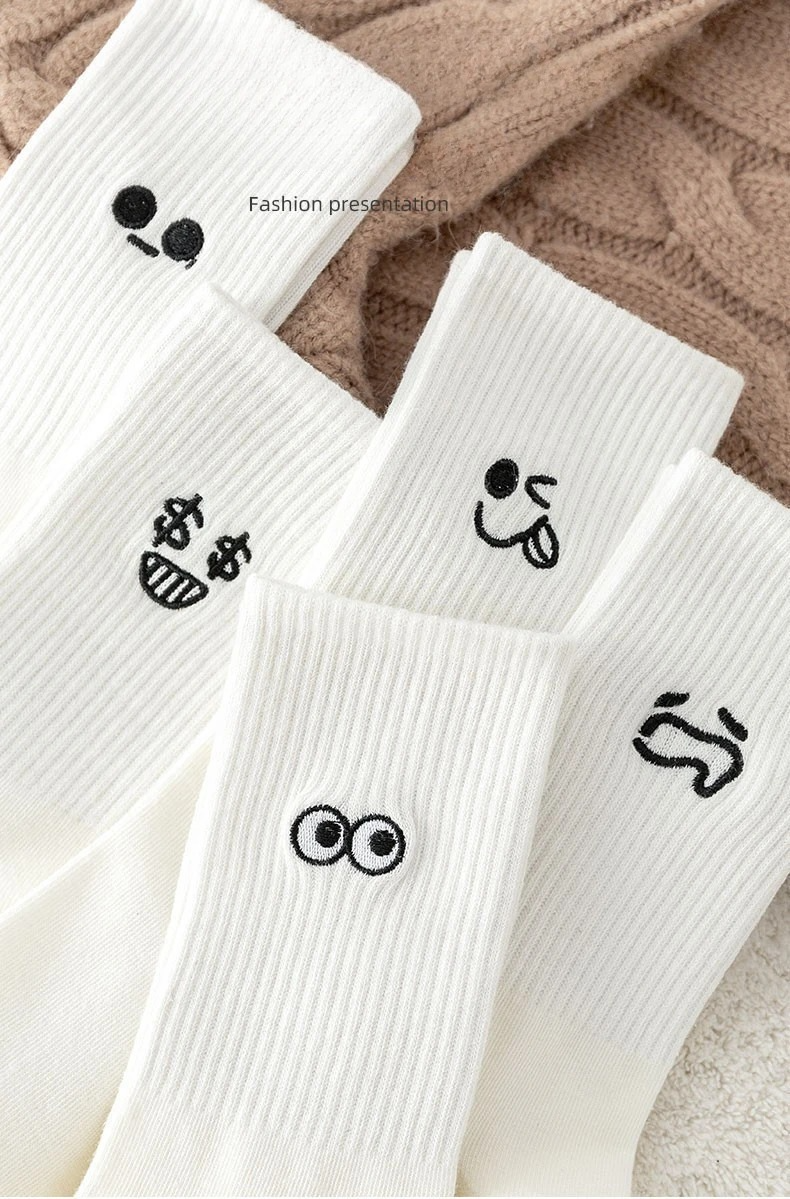 DRESS like US™ Kawaii Crew Sock Set – 5-Pair Cute Cartoon Cotton Socks for Women & Girls