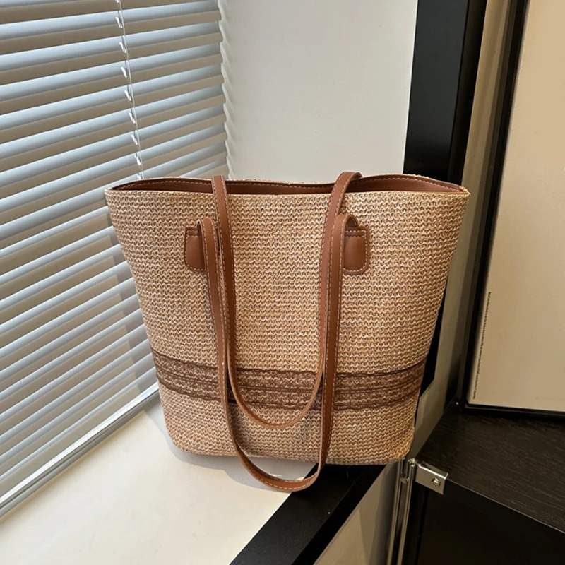 DRESS like US™ Bella Straw Beach Tote – Large Woven Shoulder Bag