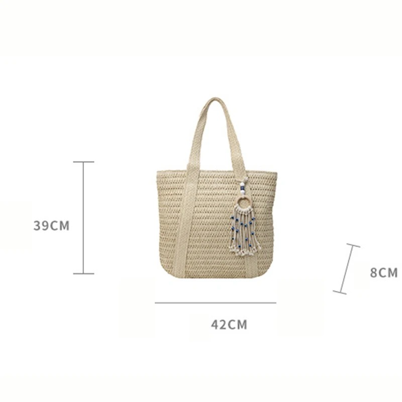 DRESS like US™ Marisol Woven Straw Tote – Elegant Top-Handle Shoulder Bag
