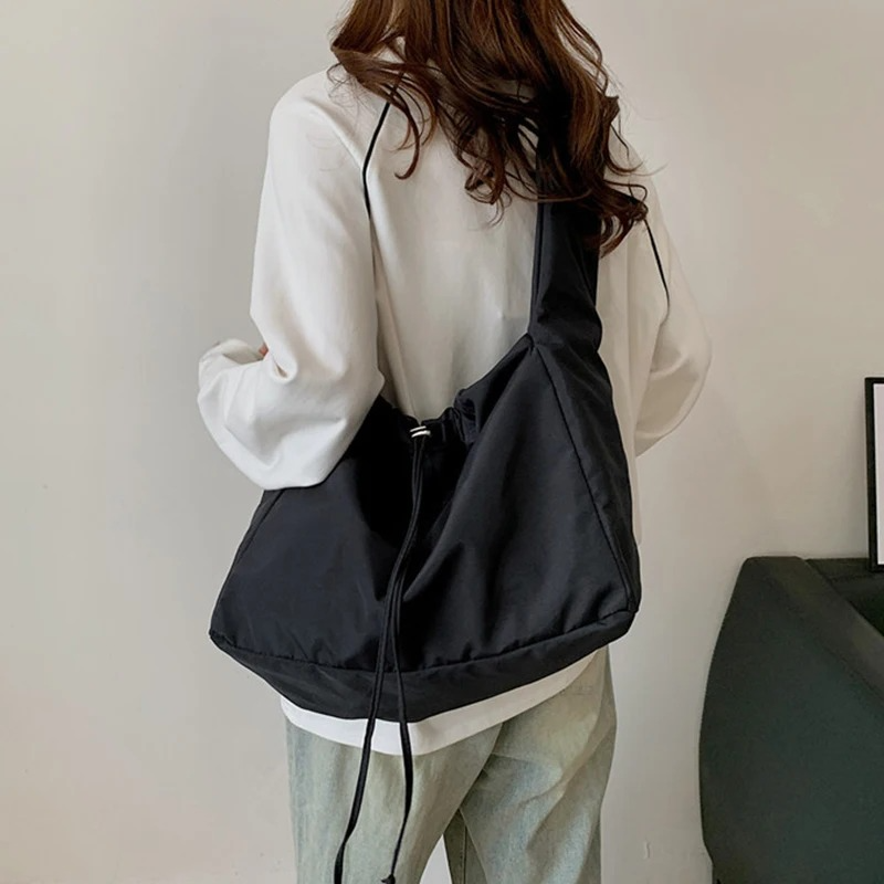 DRESS like US™ Noire Nylon Bucket Tote – Lightweight Urban Shoulder Bag