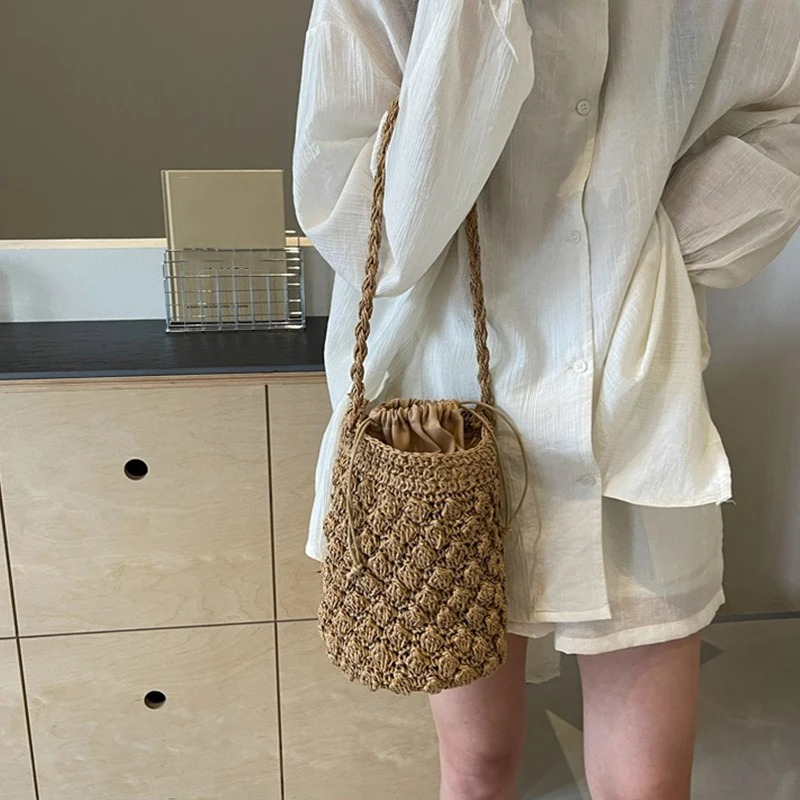 DRESS like US™ Luma Mini Crossbody – Woven Straw Crochet Phone Bag