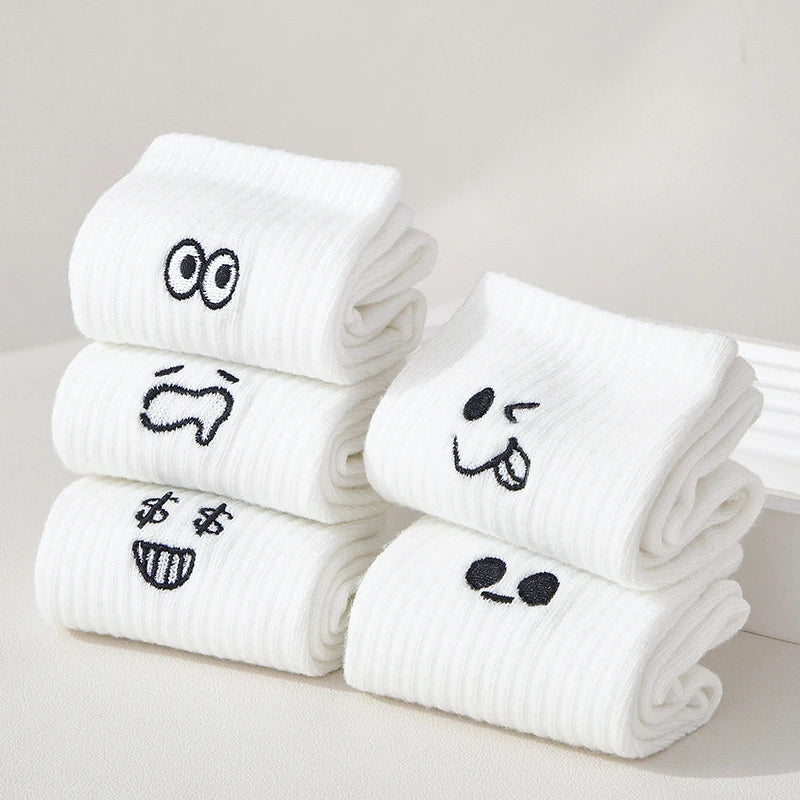 DRESS like US™ Kawaii Crew Sock Set – 5-Pair Cute Cartoon Cotton Socks for Women & Girls