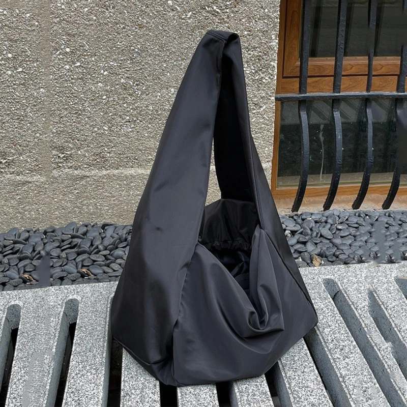 DRESS like US™ Noire Nylon Bucket Tote – Lightweight Urban Shoulder Bag