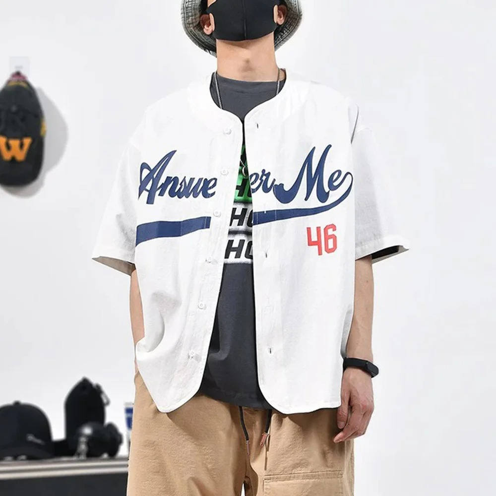 DRESS like US™ VarsityFlow Letter Shirt – Men’s Retro Streetwear Baseball Top