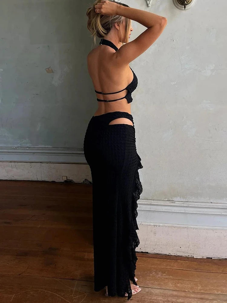 DRESS like US™ Halter Crop & Split Skirt Two-Piece Set