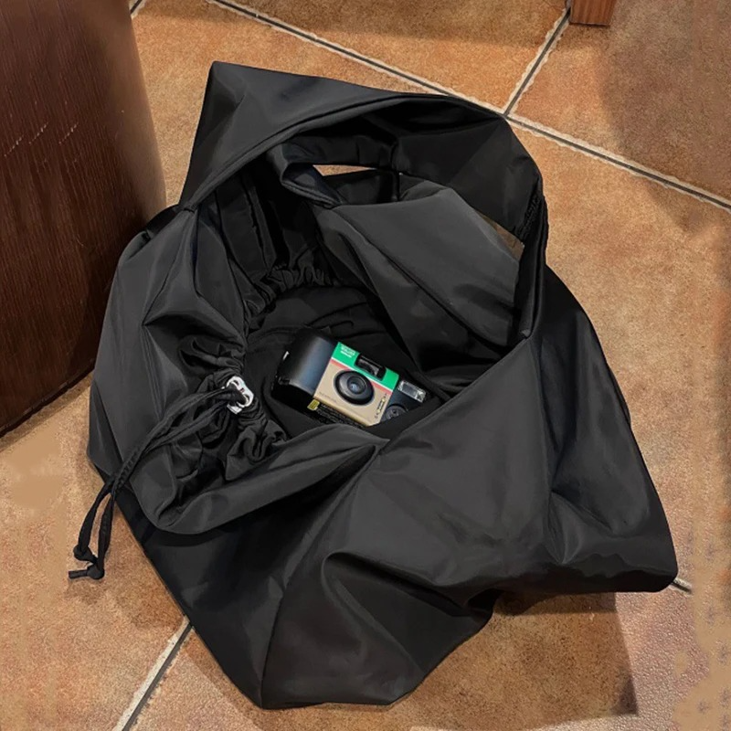 DRESS like US™ Noire Nylon Bucket Tote – Lightweight Urban Shoulder Bag