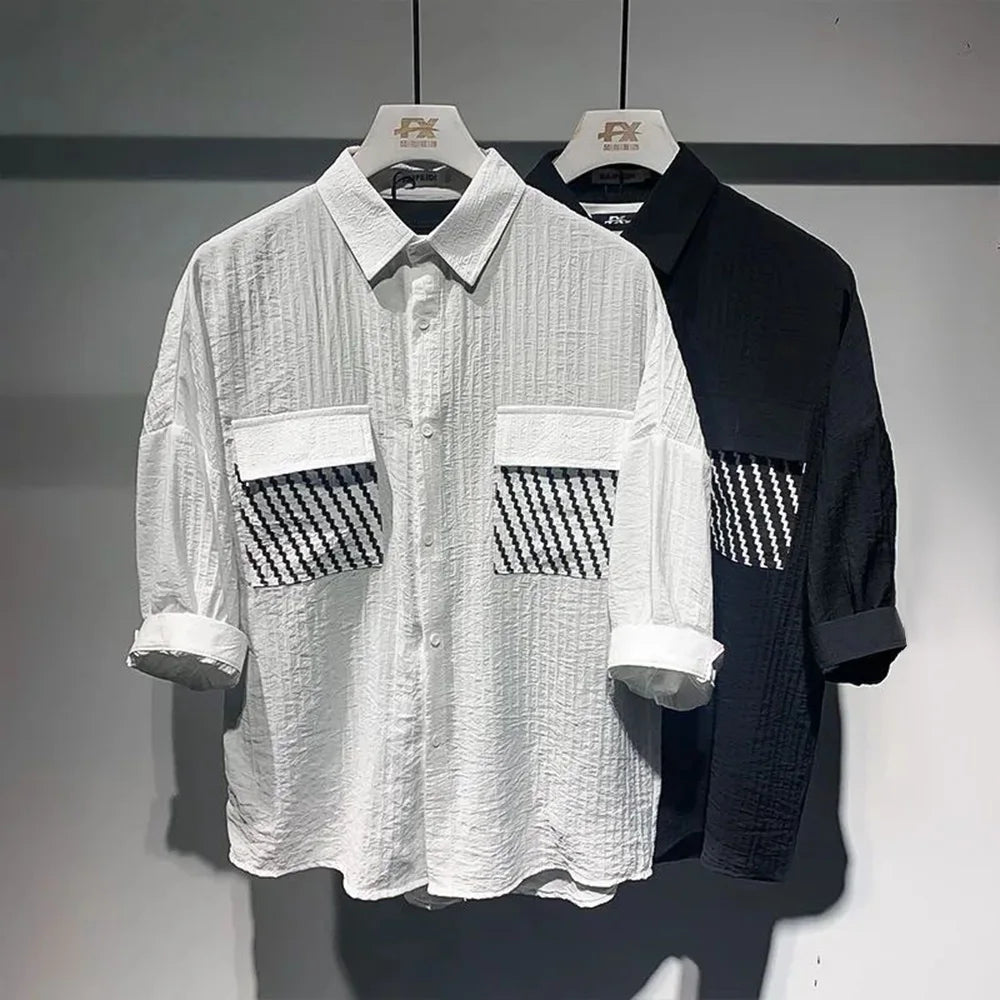 DRESS like US™ Tokyo Street Y2K Shirt – Men’s Striped Sequin Top