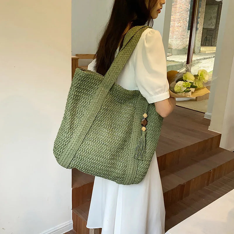 DRESS like US™ Marbella Straw Tote – Luxury Boho Shoulder Bag