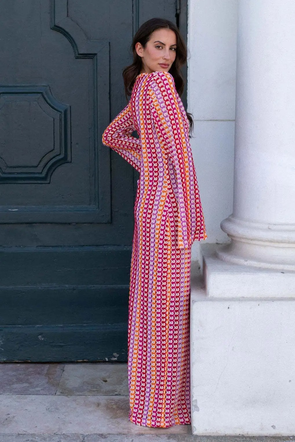 DRESS like US™ Crochet Flare Sleeve Maxi Dress