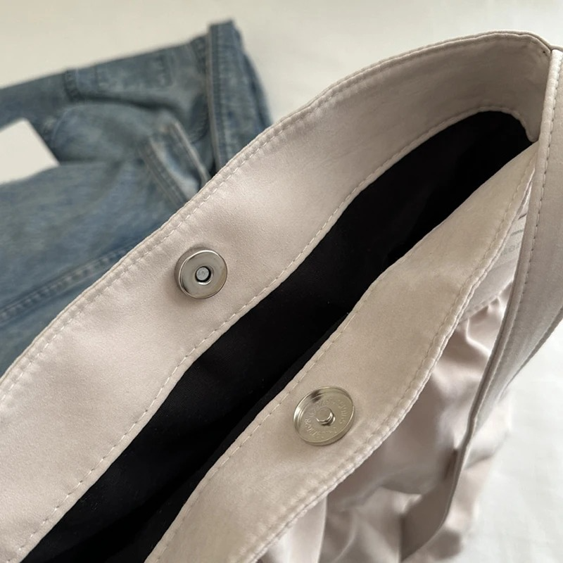 DRESS like US™ Amelie Ruffle Canvas Tote –  Large-Capacity Shoulder Bag