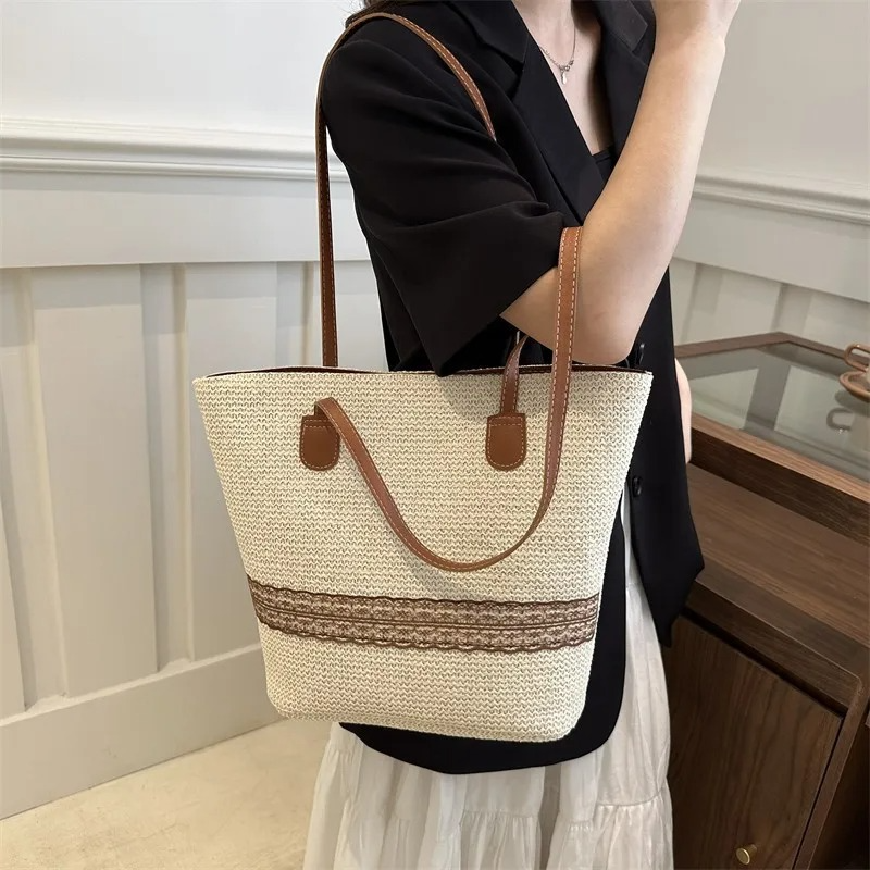 DRESS like US™ Bella Straw Beach Tote – Large Woven Shoulder Bag