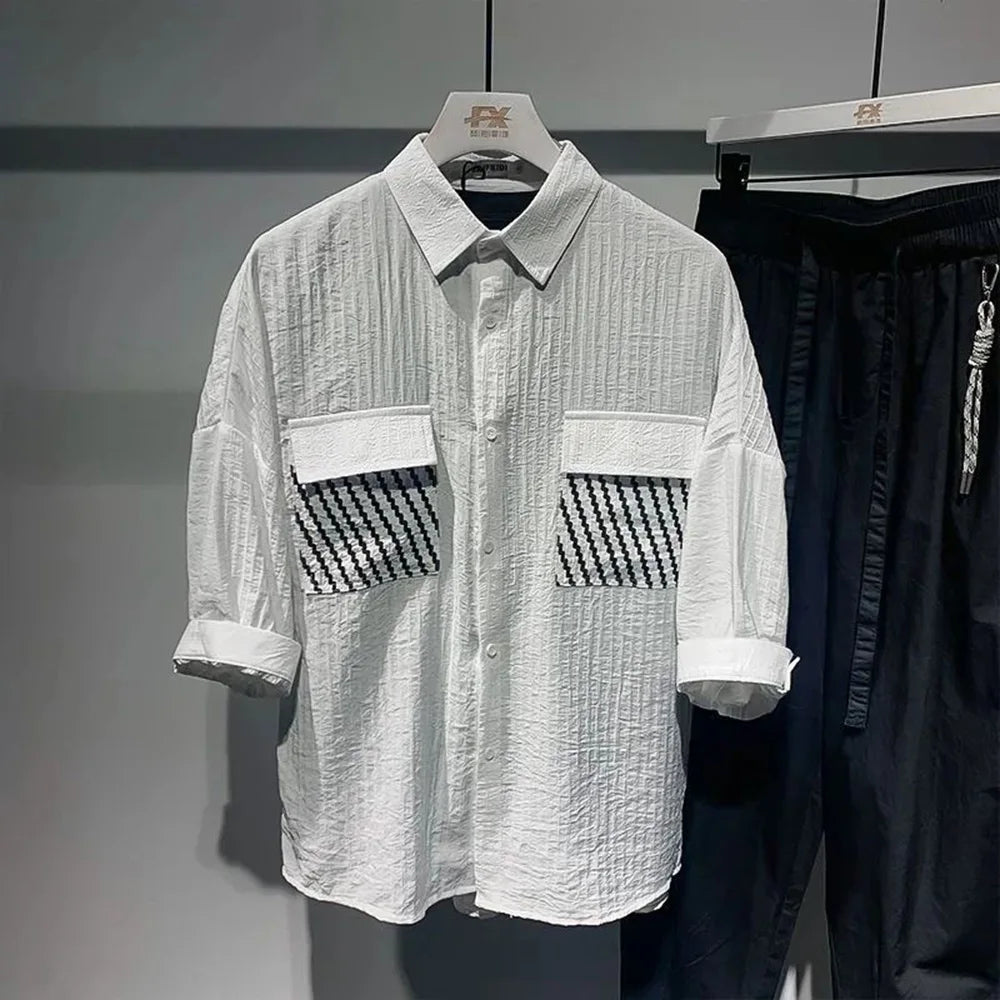 DRESS like US™ Tokyo Street Y2K Shirt – Men’s Striped Sequin Top