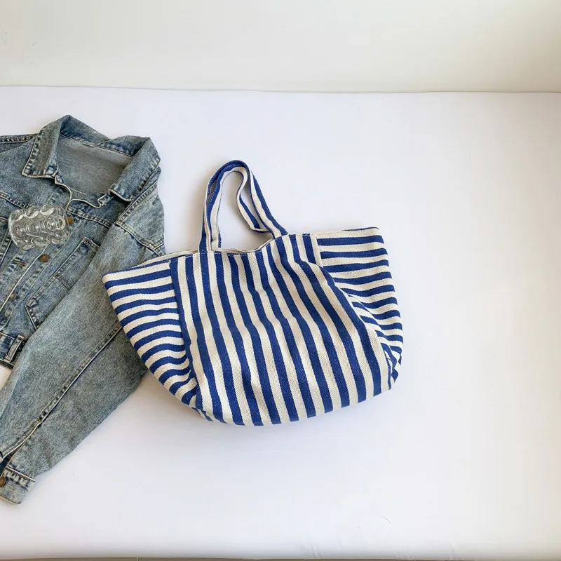 DRESS like US ™ Linera Striped Tote – Stylish Canvas Shoulder & Crossbody Bag
