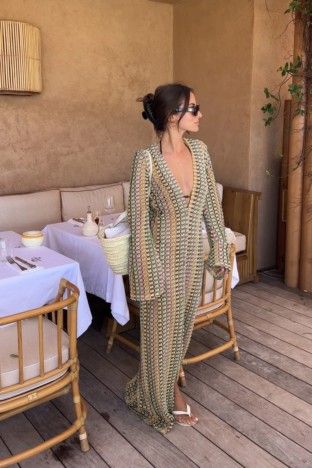 DRESS like US™ Crochet Flare Sleeve Maxi Dress