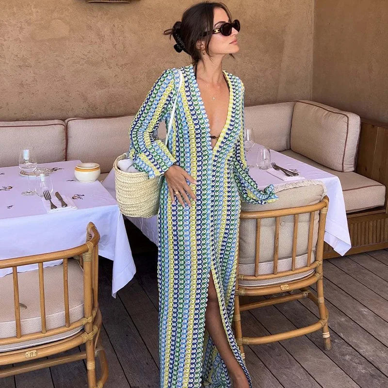 DRESS like US™ Crochet Flare Sleeve Maxi Dress