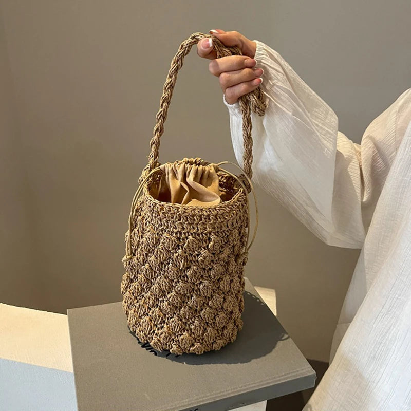 DRESS like US™ Luma Mini Crossbody – Woven Straw Crochet Phone Bag