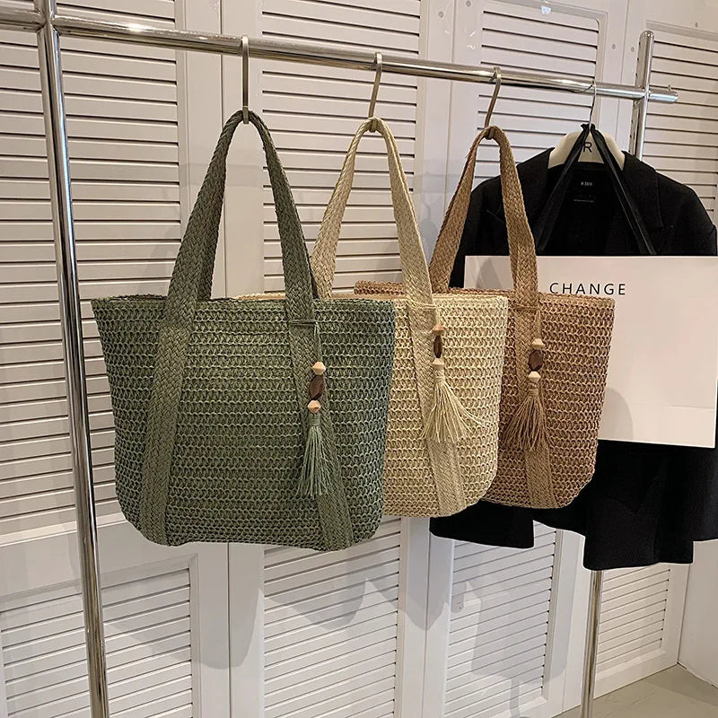 DRESS like US™ Marbella Straw Tote – Luxury Boho Shoulder Bag