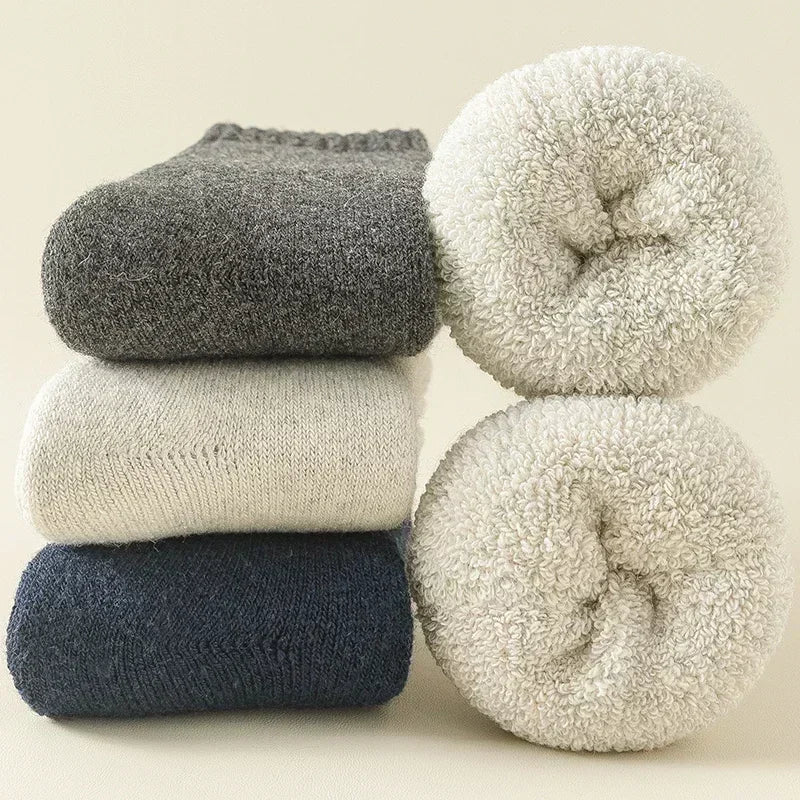 DRESS like US™ Winter Wool Sock Set – 3-Pair Thermal Fleece Crew Socks (Unisex)